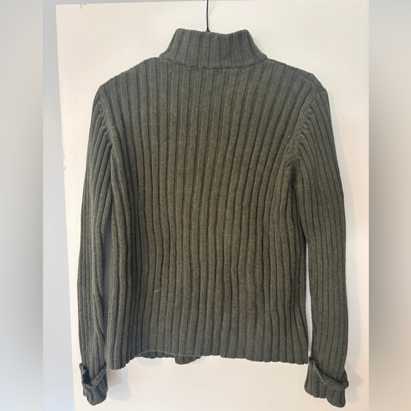 Karen Scott Green Cable Knit Zip Sweater, Size M - Picture 3 of 3